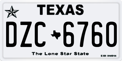 TX license plate DZC6760