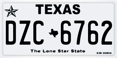 TX license plate DZC6762