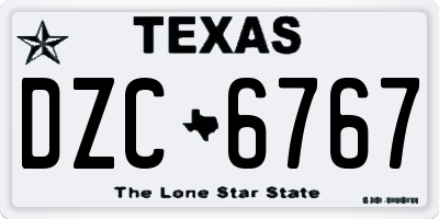 TX license plate DZC6767