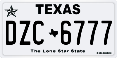 TX license plate DZC6777
