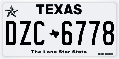 TX license plate DZC6778