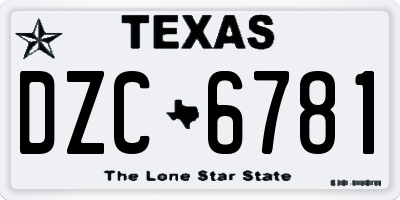 TX license plate DZC6781