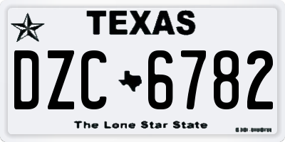 TX license plate DZC6782