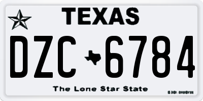 TX license plate DZC6784