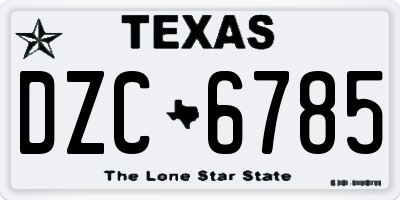 TX license plate DZC6785