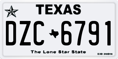TX license plate DZC6791