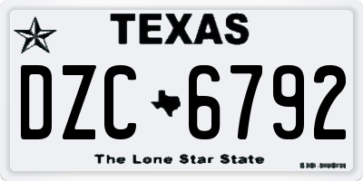 TX license plate DZC6792