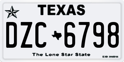 TX license plate DZC6798