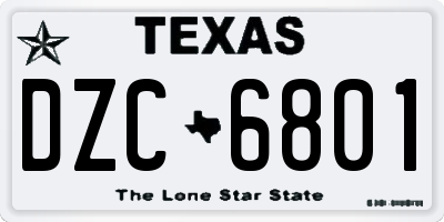 TX license plate DZC6801