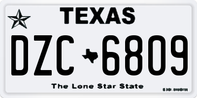 TX license plate DZC6809