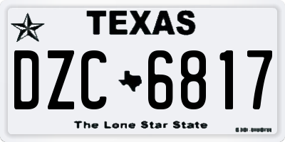 TX license plate DZC6817