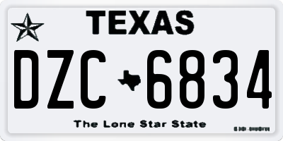 TX license plate DZC6834