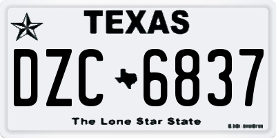 TX license plate DZC6837
