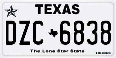 TX license plate DZC6838