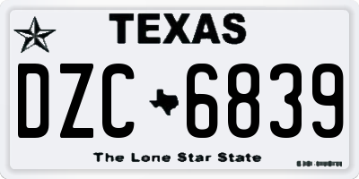 TX license plate DZC6839