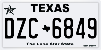 TX license plate DZC6849