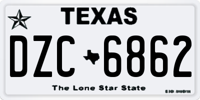 TX license plate DZC6862