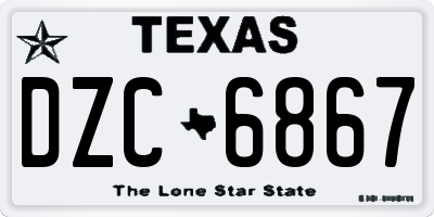 TX license plate DZC6867