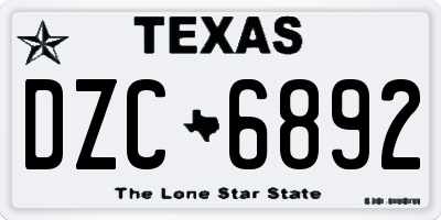 TX license plate DZC6892