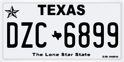TX license plate DZC6899