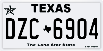 TX license plate DZC6904