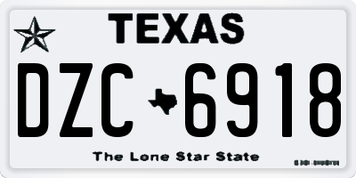 TX license plate DZC6918