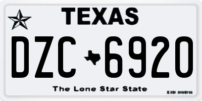 TX license plate DZC6920
