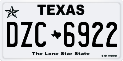 TX license plate DZC6922