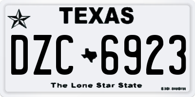 TX license plate DZC6923