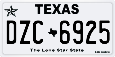 TX license plate DZC6925