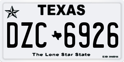 TX license plate DZC6926