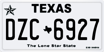 TX license plate DZC6927