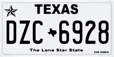 TX license plate DZC6928