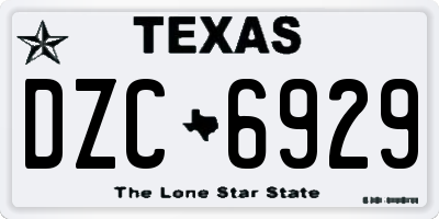 TX license plate DZC6929