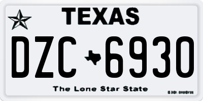 TX license plate DZC6930