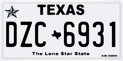 TX license plate DZC6931