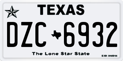 TX license plate DZC6932