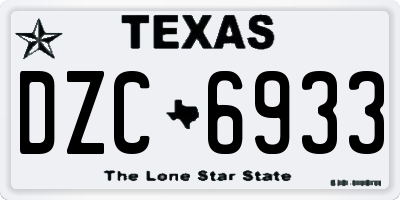 TX license plate DZC6933