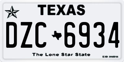 TX license plate DZC6934