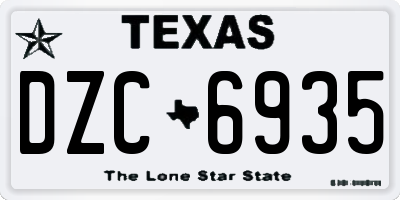 TX license plate DZC6935