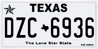 TX license plate DZC6936