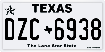 TX license plate DZC6938