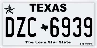 TX license plate DZC6939