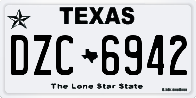 TX license plate DZC6942