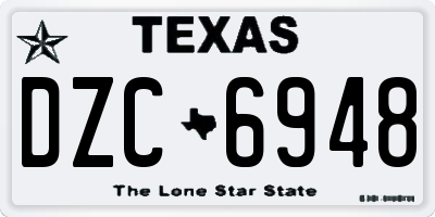 TX license plate DZC6948