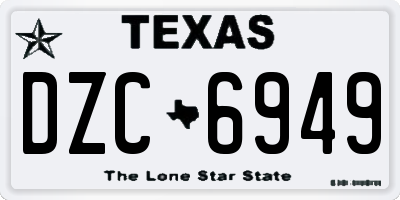 TX license plate DZC6949