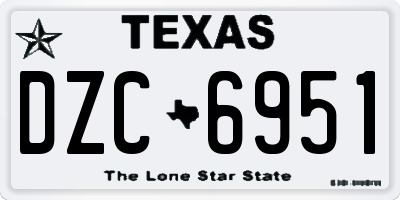 TX license plate DZC6951