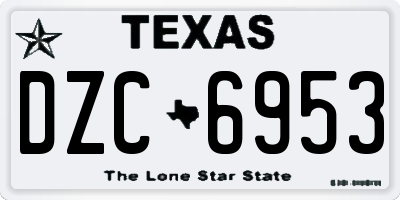 TX license plate DZC6953