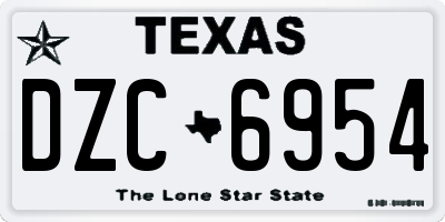 TX license plate DZC6954