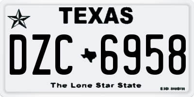 TX license plate DZC6958